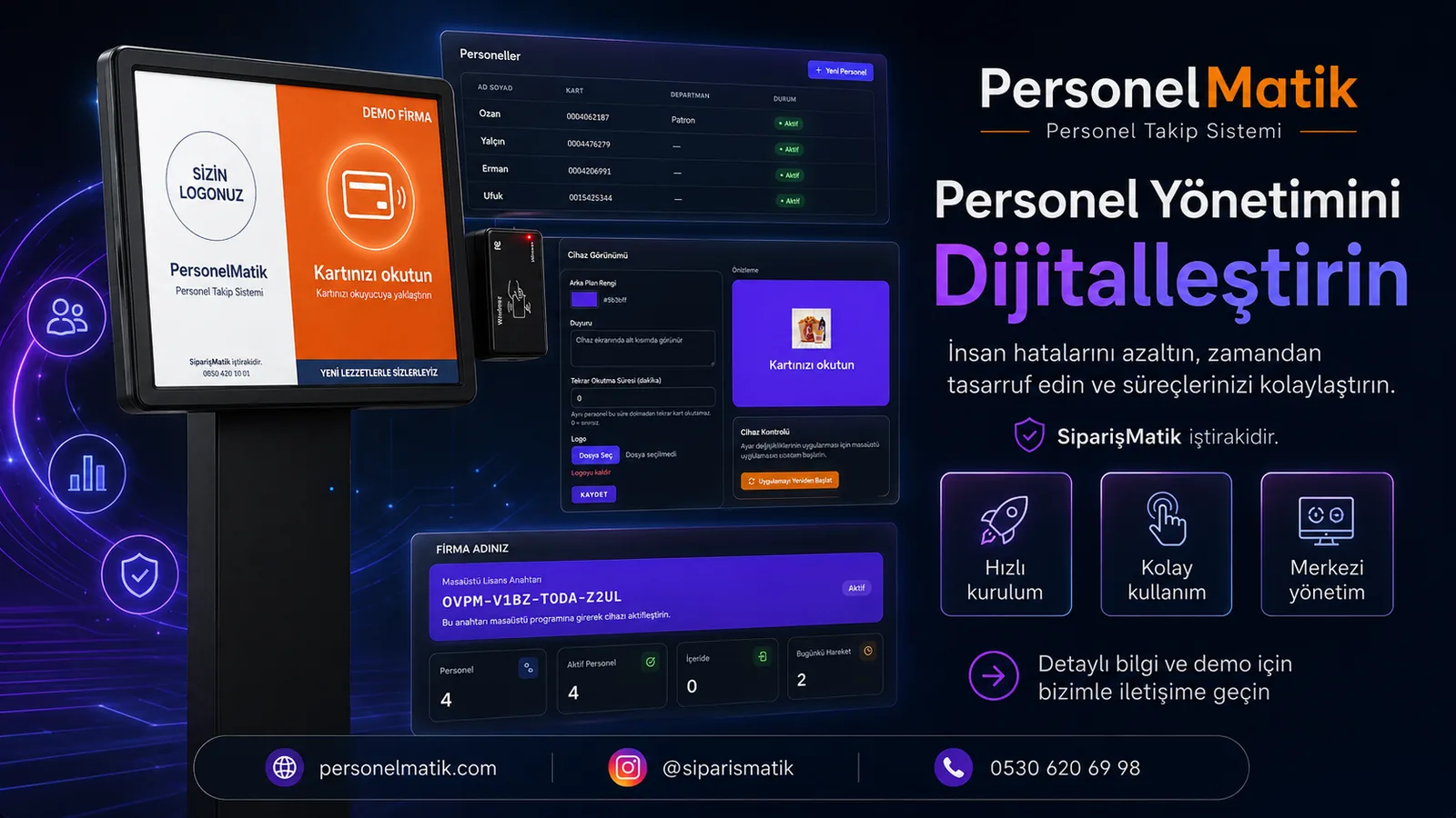 PersonelMatik dijital personel yönetimi ve web panel tanıtım görseli